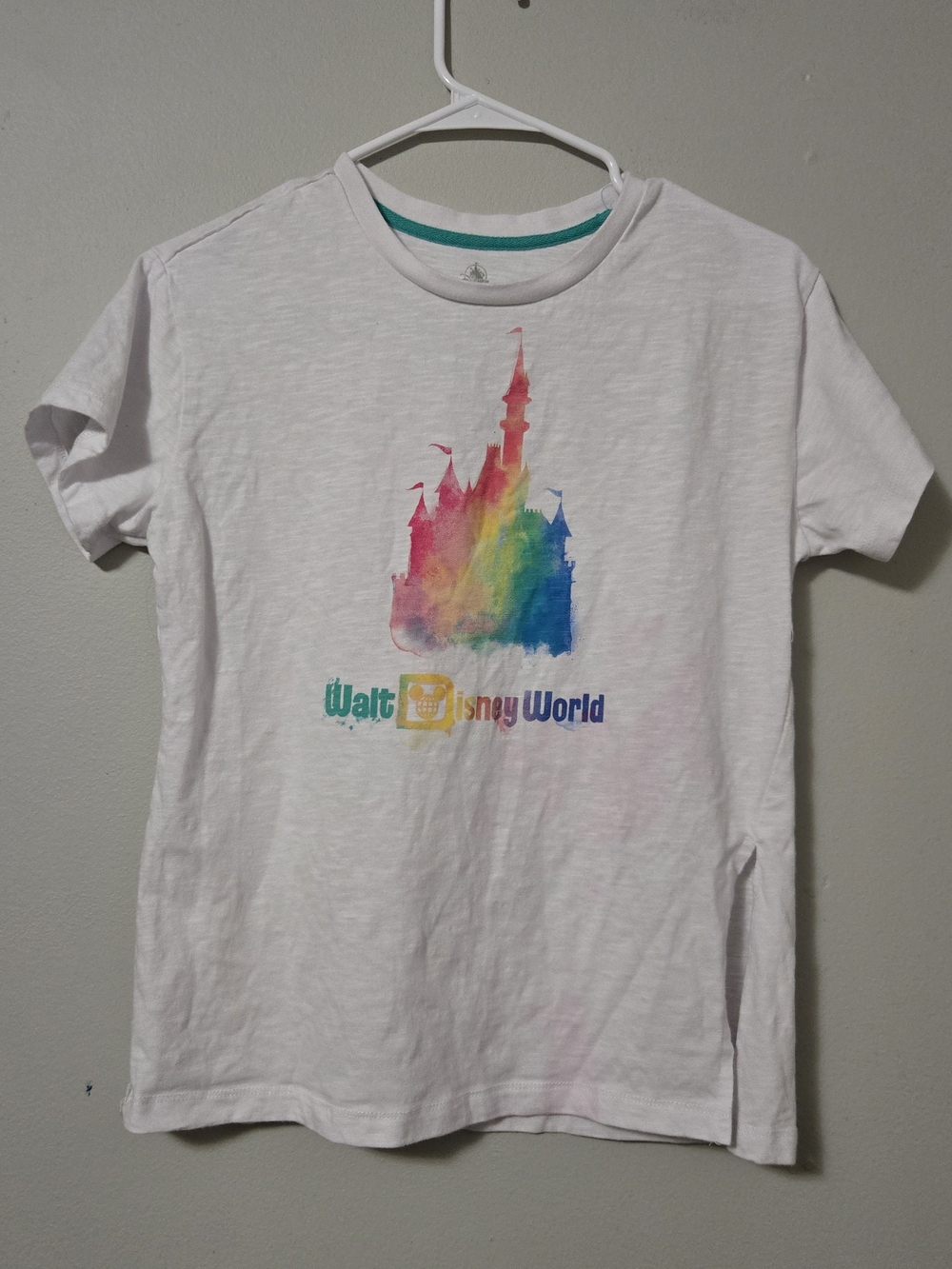 Disney White Tee with Rainbow Castle Graphic